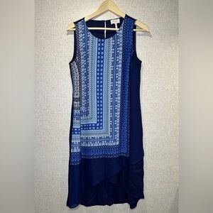 Laundry By Shelli Segal Navy Blue Sheath Dress Coastal Vacation Dress Size 10